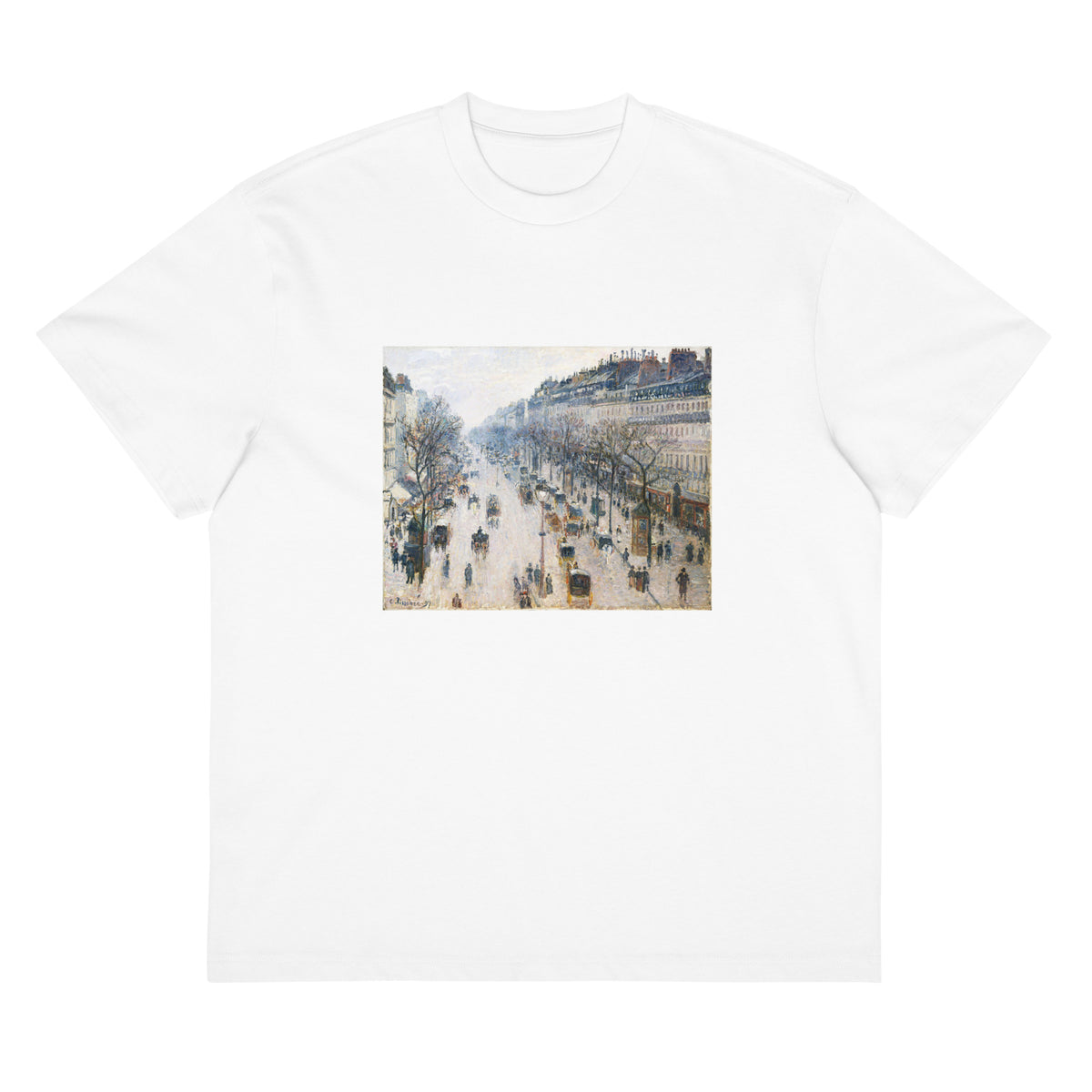 White T-shirt The Boulevard Montmartre On A Winter Morning Signature