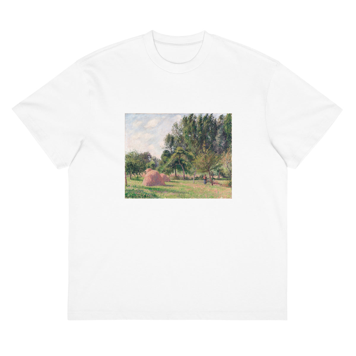 White T-shirt Haystacks Morning Eragny Signature