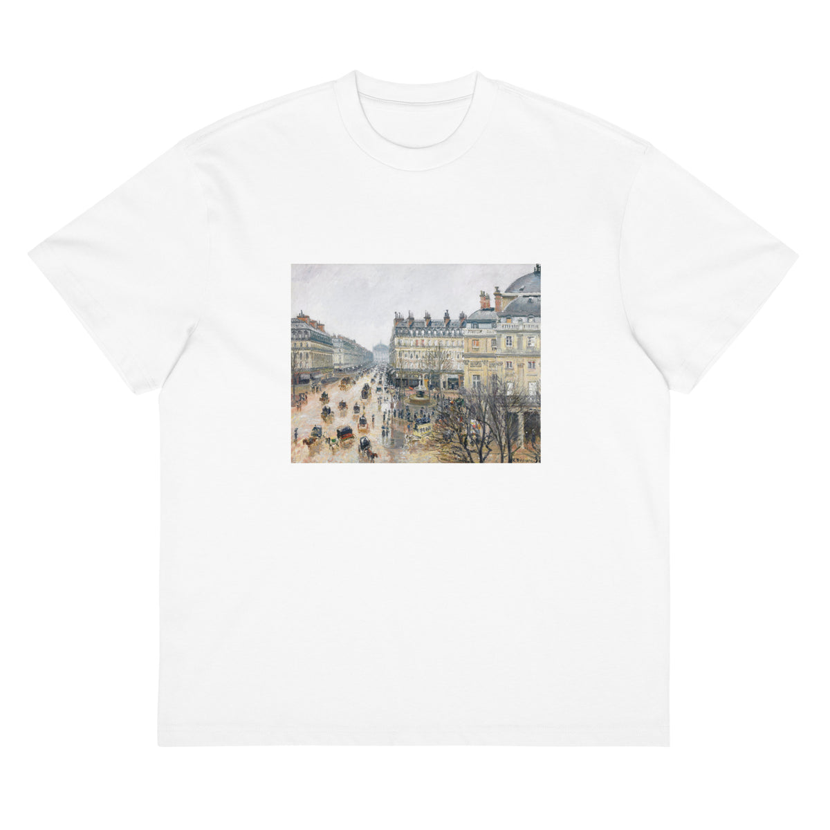White T-shirt French Theater Square Paris Painting In High Resolution Signature