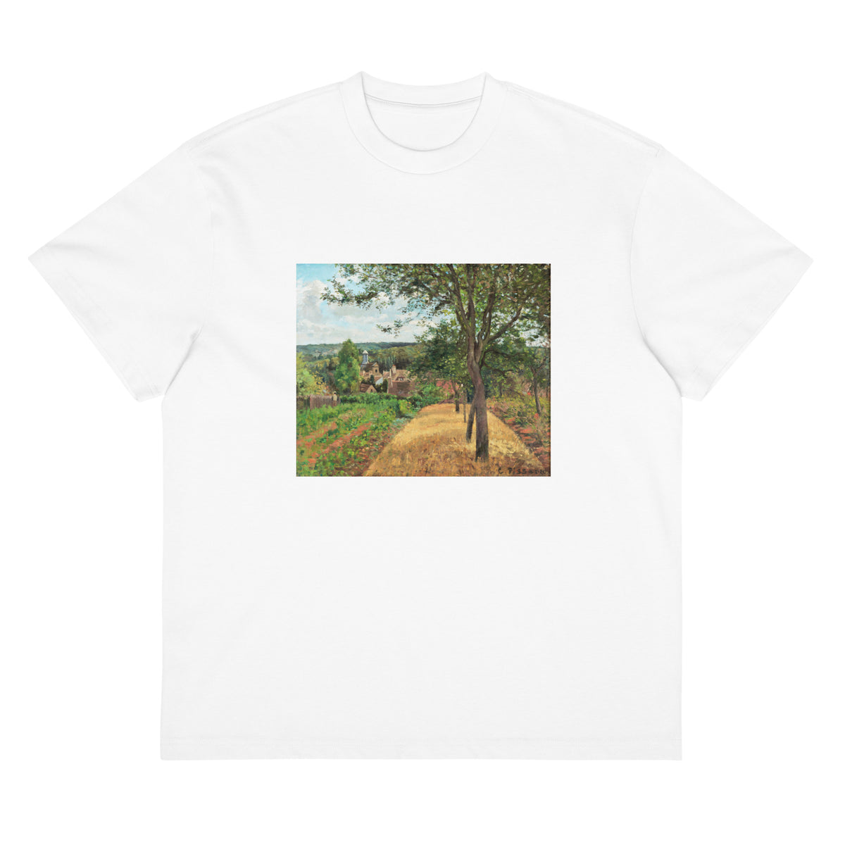 White T-shirt Orchards At Louveciennes Painting In High Resolution Signature