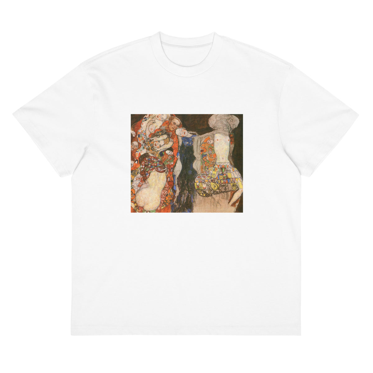 White T-shirt Gustav Klimt The Bride Famous Painting Signature