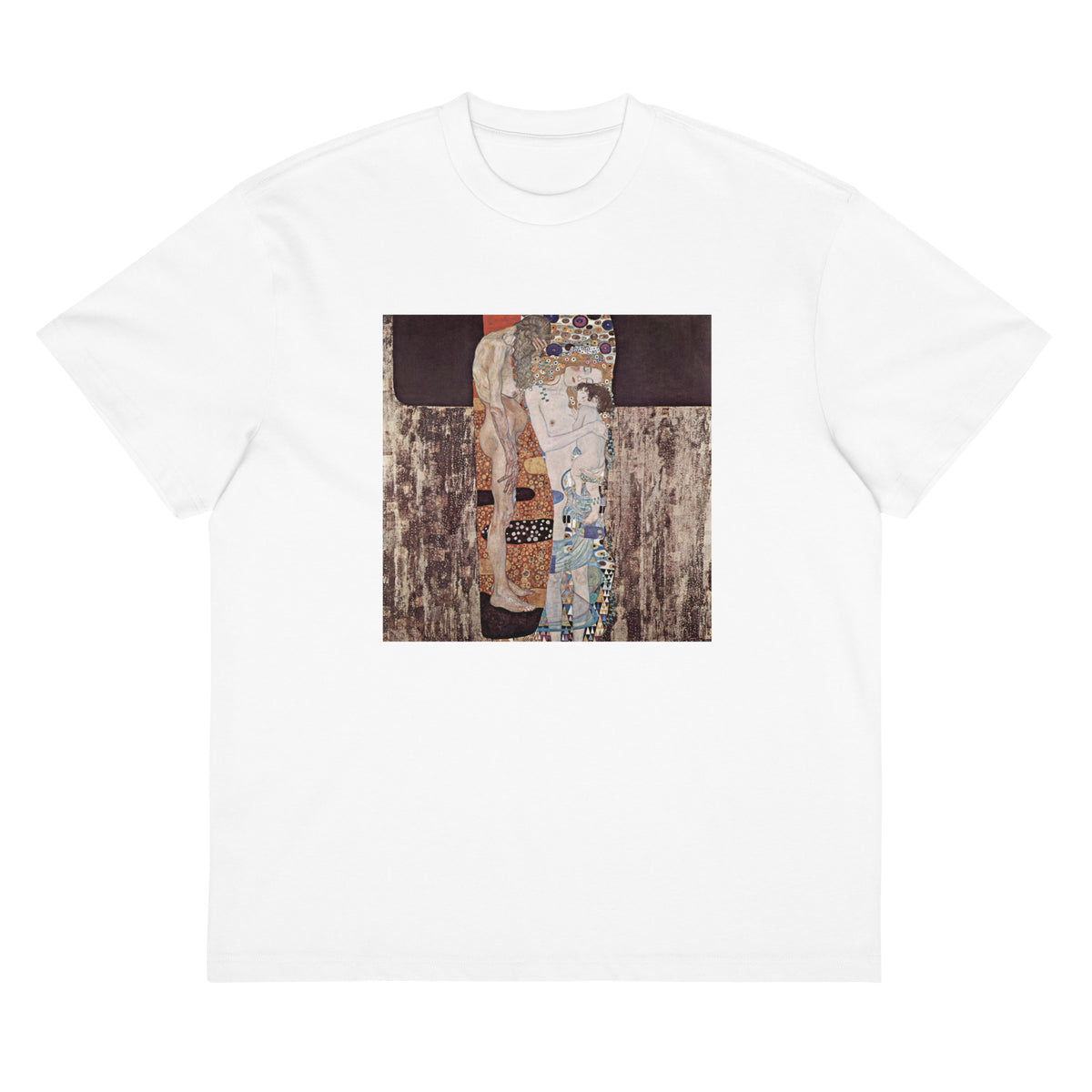 White T-shirt Gustav Klimt The Three Ages Of The Woman Famous Painting Signature