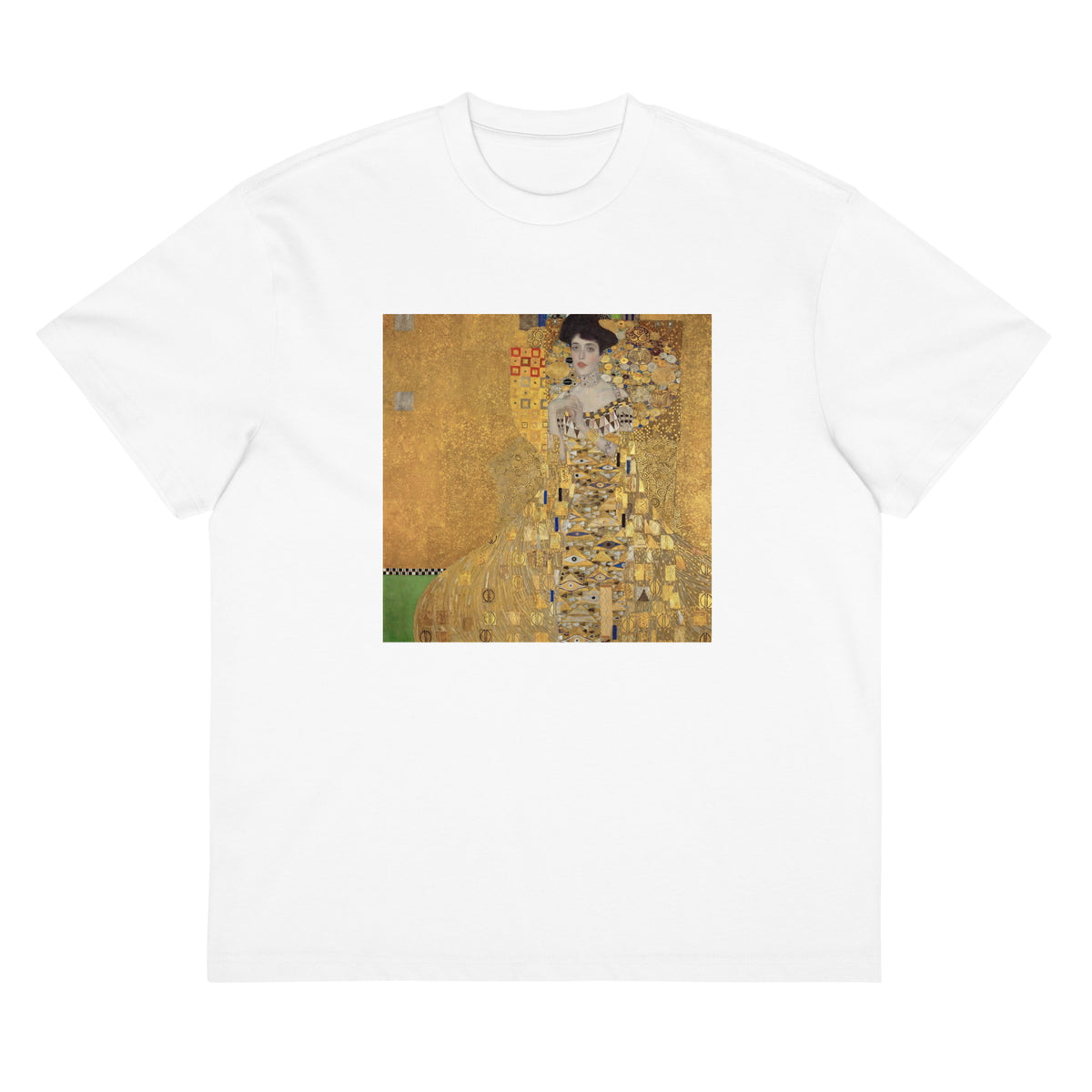White T-shirt Gustav Klimt Portrait Of Adele Bloch-Bauer I Famous Painting Signature
