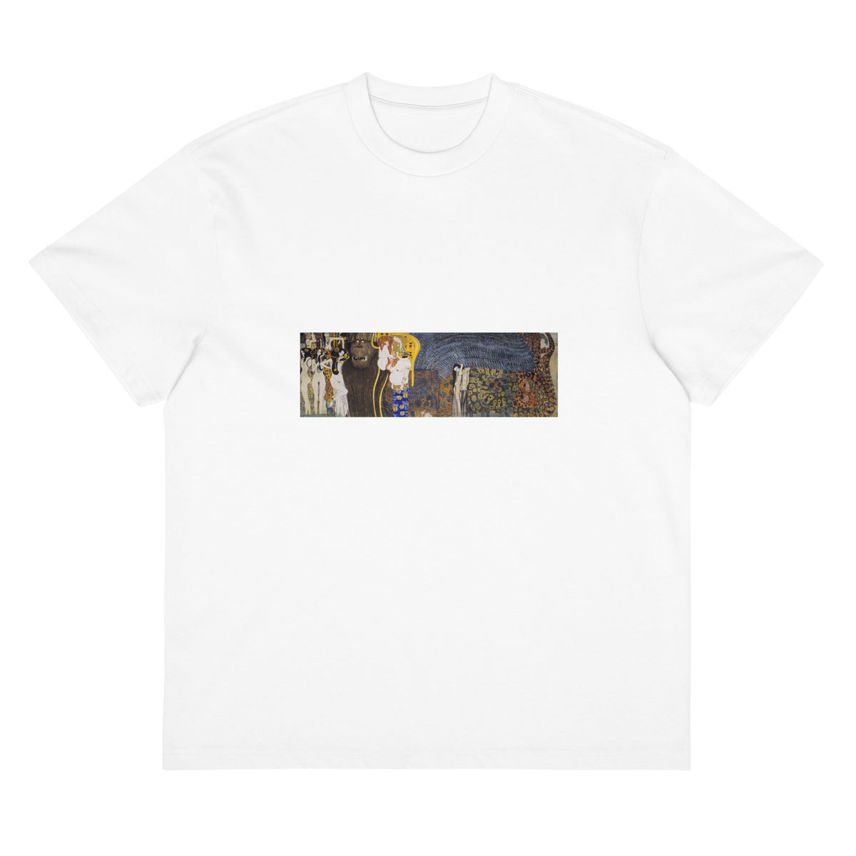 White T-shirt Gustav Klimt The Hostile Powers Famous Painting Signature