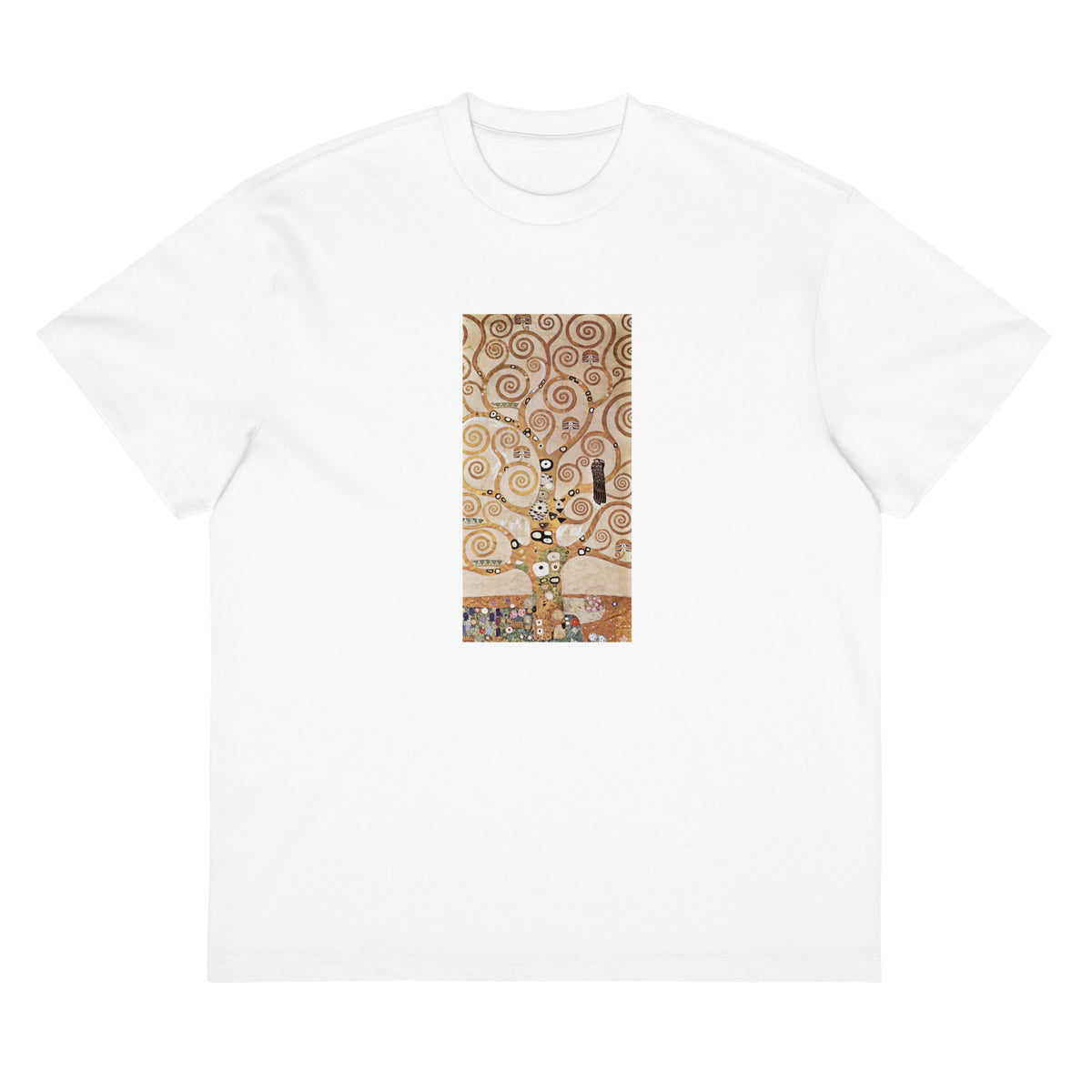 White T-shirt Gustav Klimt L Arbre De Vie Famous Painting Signature