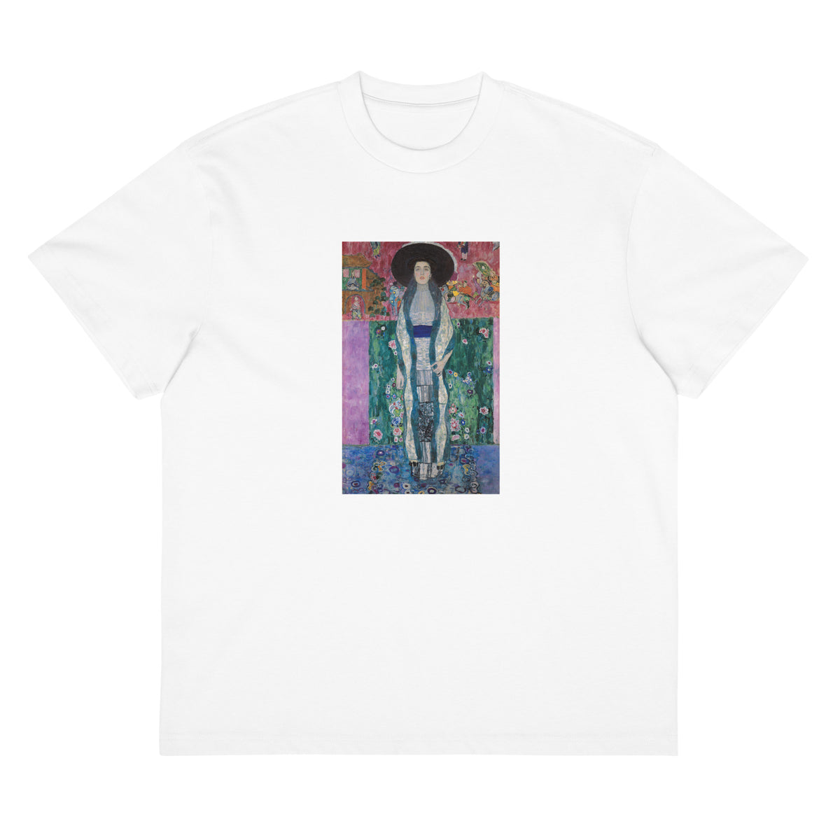 White T-shirt Gustav Klimt Portrait Of Adele Bloch-Bauer Famous Painting Signature