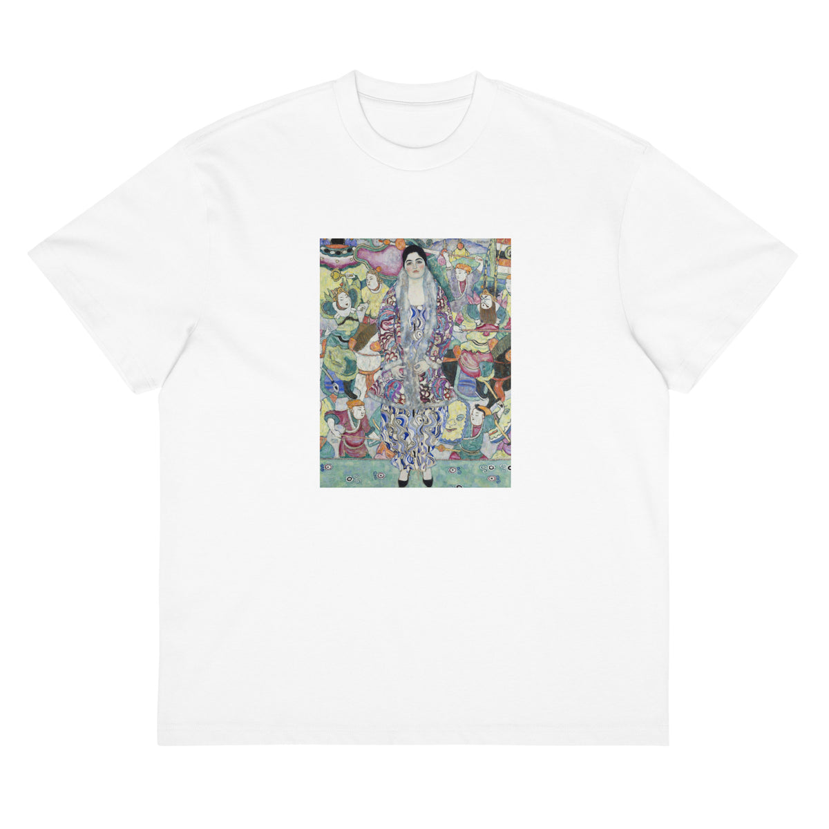 White T-shirt Gustav Klimt Portrait Of Friederike Maria Beer Famous Painting Signature