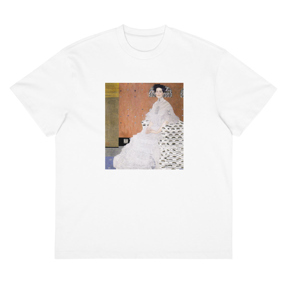 White T-shirt Gustav Klimt Bildnis Fritza Riedler Famous Painting Signature
