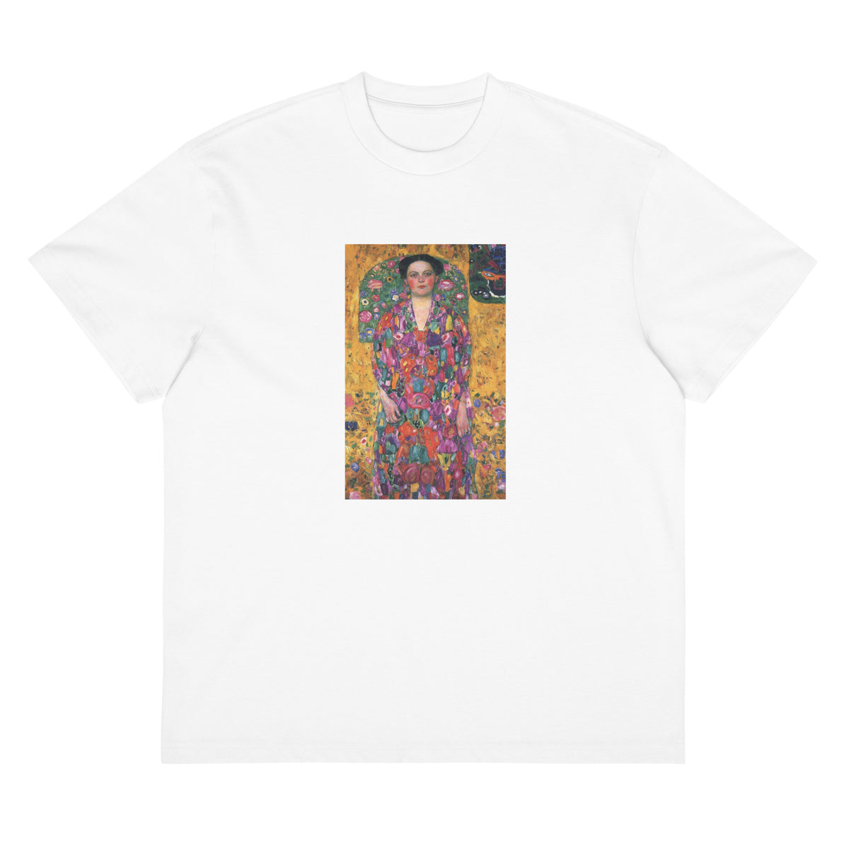 White T-shirt Gustav Klimt Portrait Of Eugenia Primavesi Famous Painting Signature