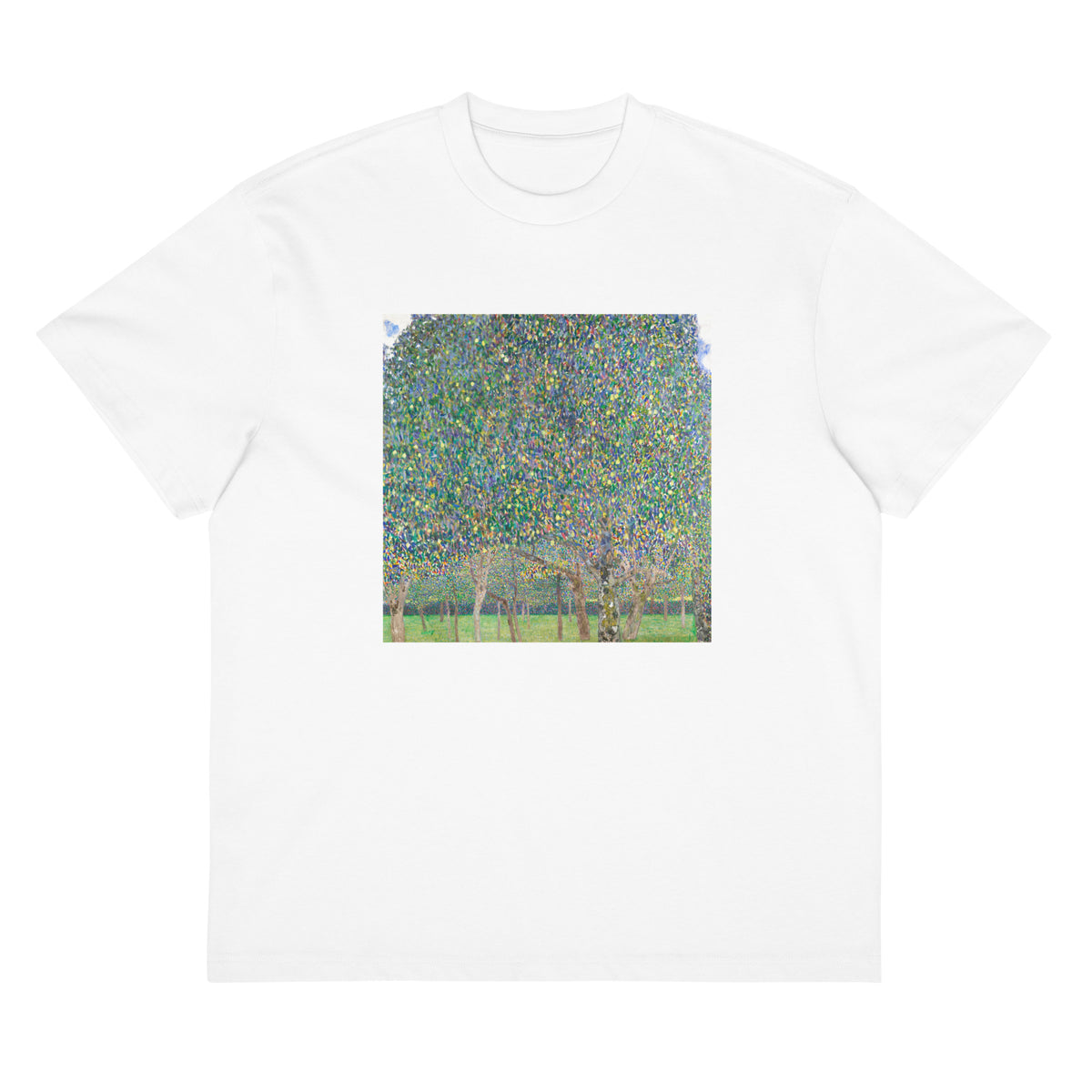 White T-shirt Gustav Klimt Pear Tree Famous Painting Signature
