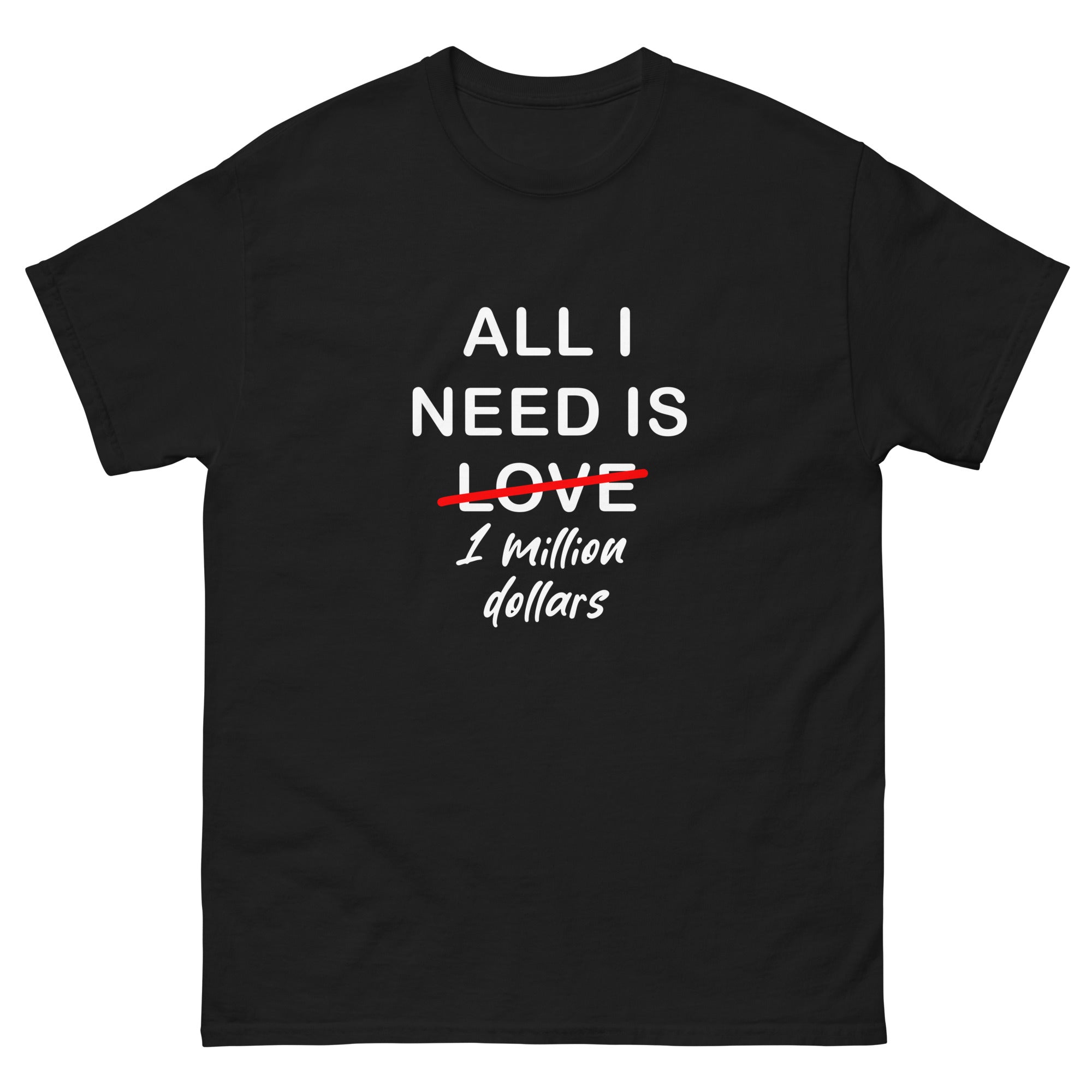 Black T-shirt All I Need Is 1 Million Dollars Essential