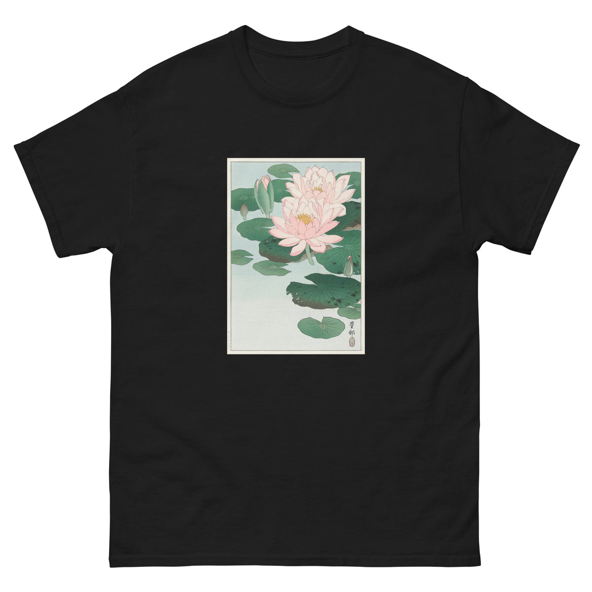 Black T-shirt Water Lily - Ohara Koson 1920 Essential