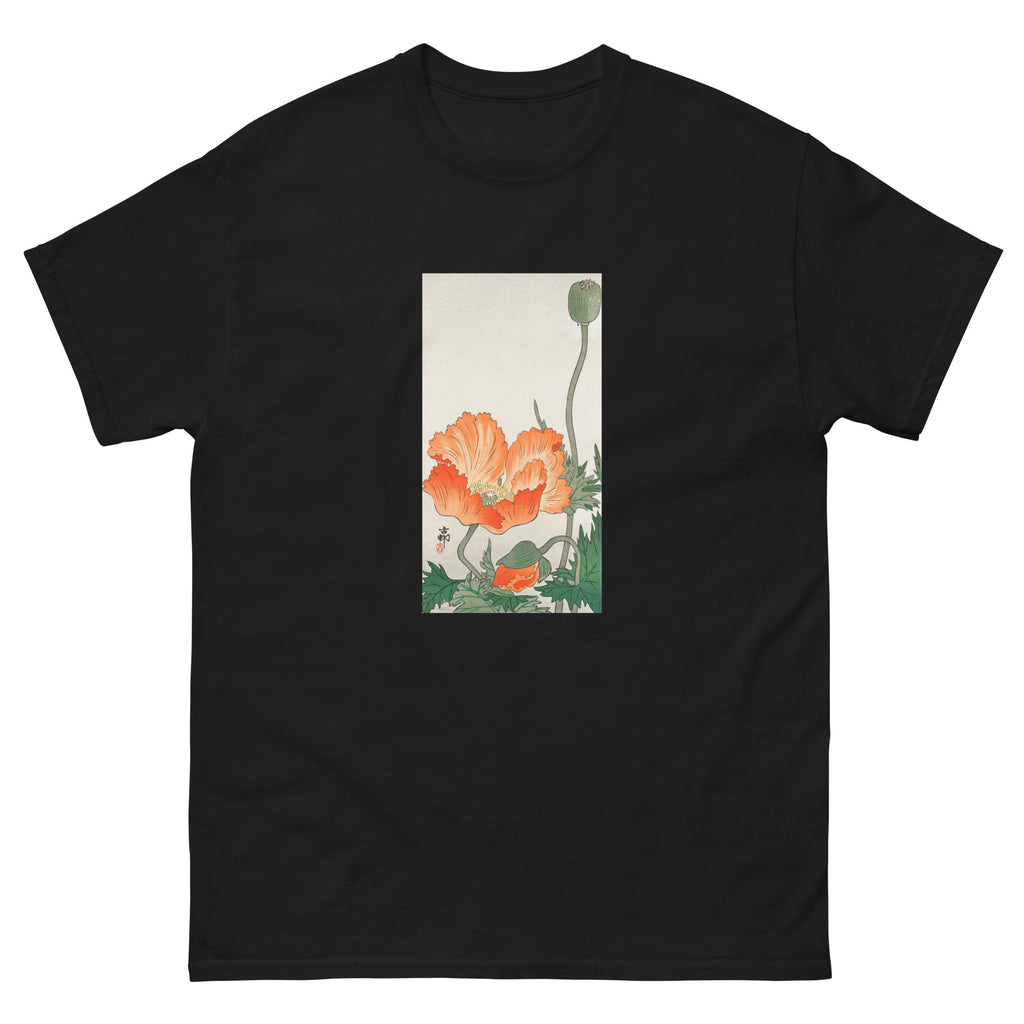 Black T-shirt Birds And Plants - Ohara Koson 1900 Essential