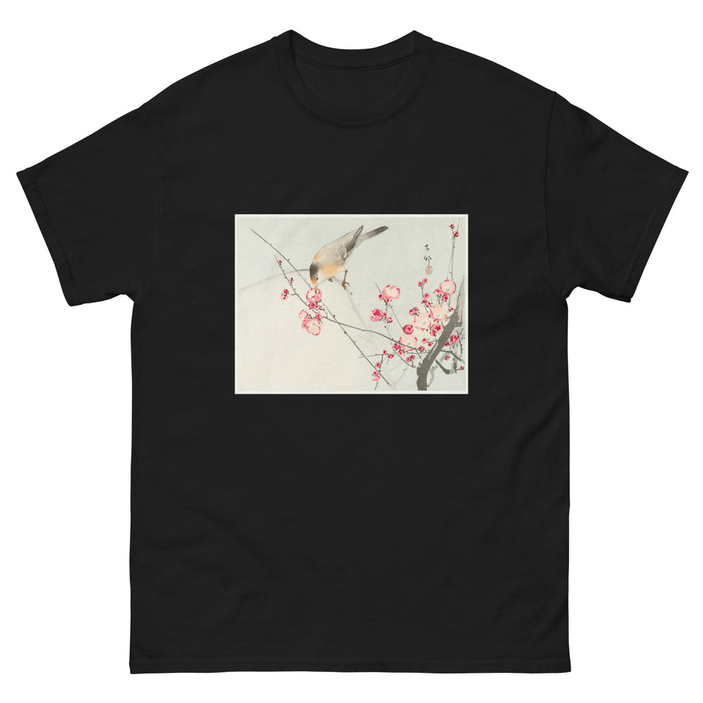 Black T-shirt Songbird On Blossom Branch - Ohara Koson 1900 Essential