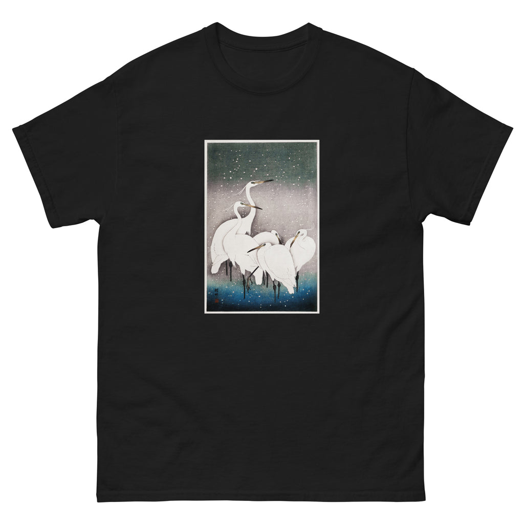 Black T-shirt Group Of Egrets - Ohara Koson 1925 Essential