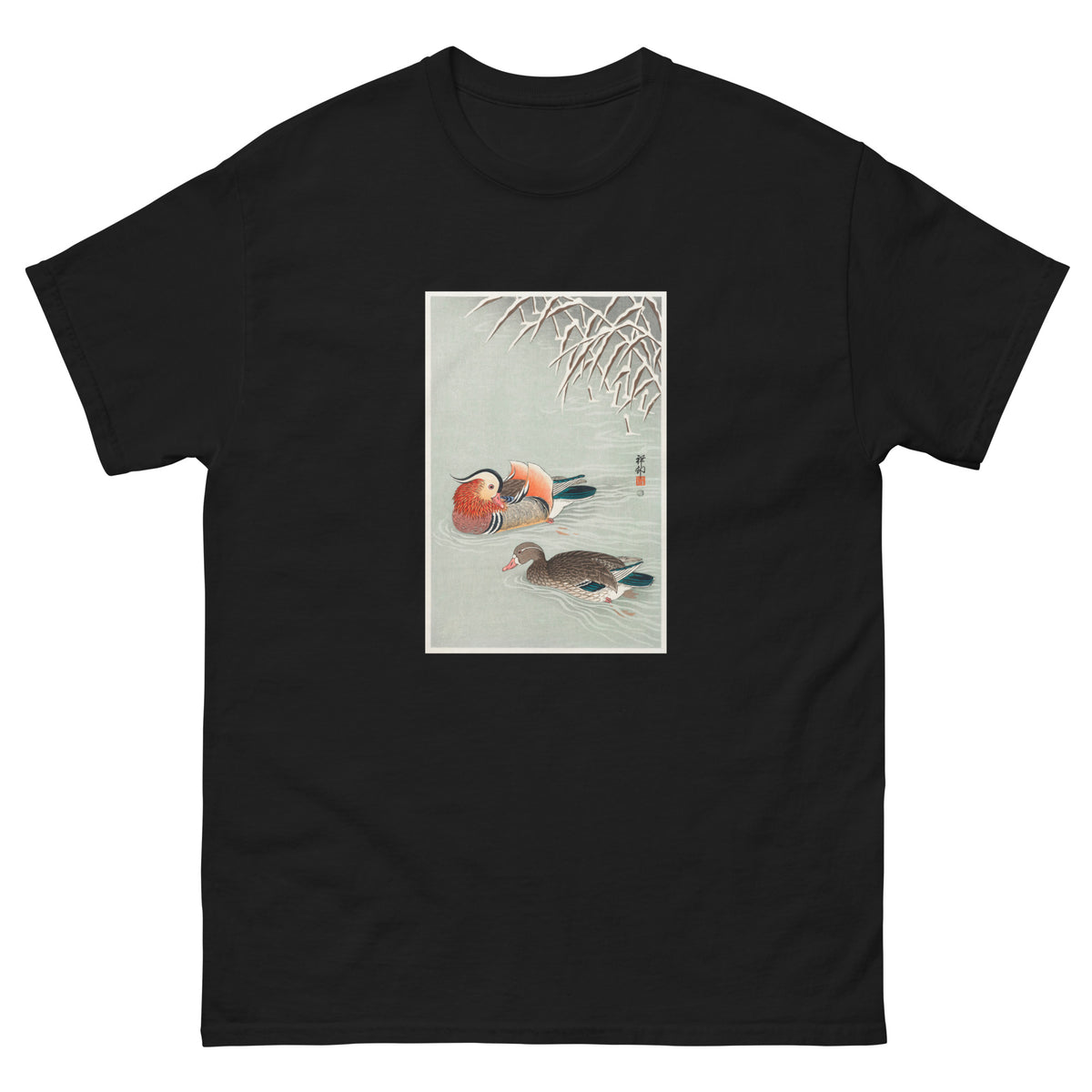 Black T-shirt Mandarin Ducks - Ohara Koson 1925 Essential