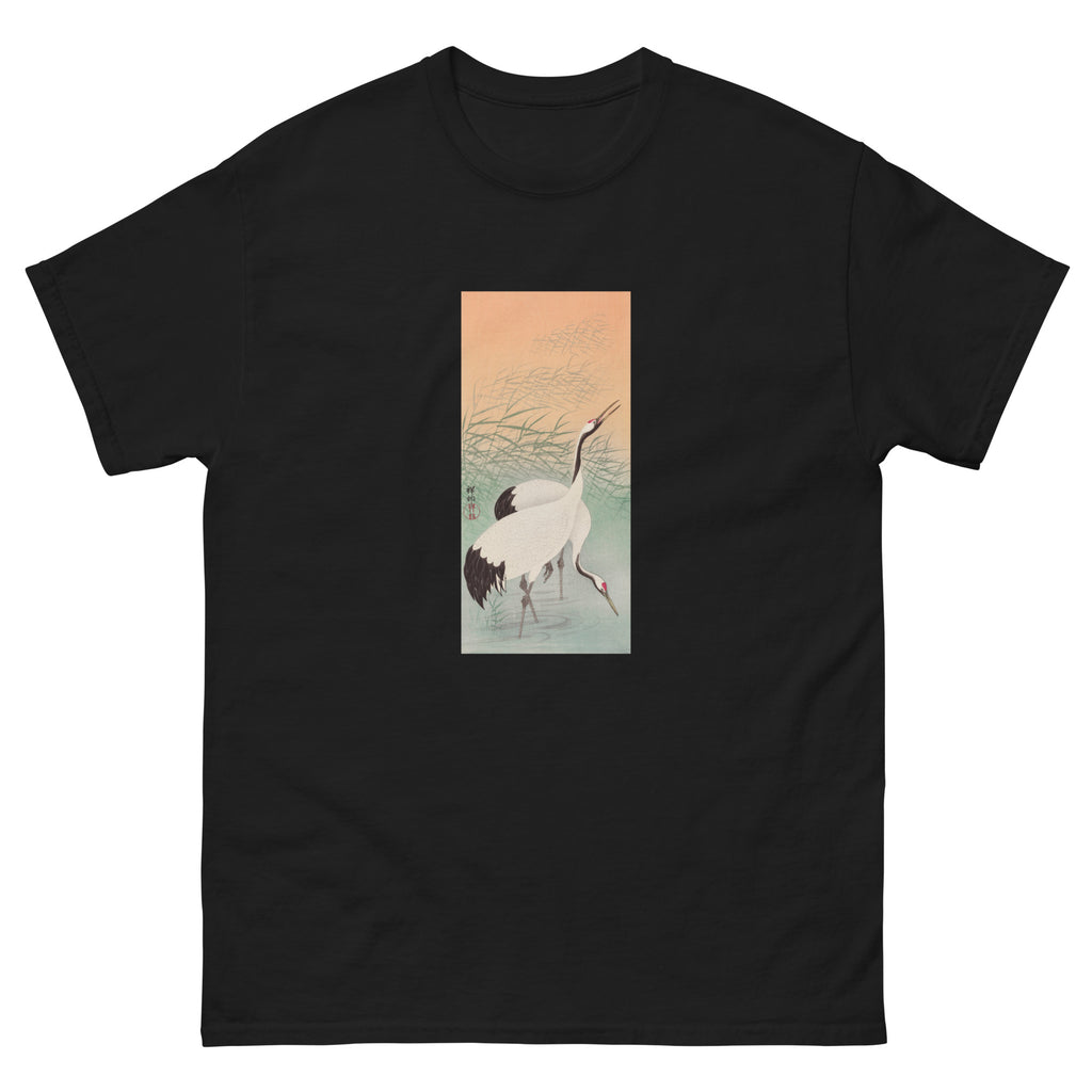 Black T-shirt Two Cranes - Ohara Koson 1925 Essential