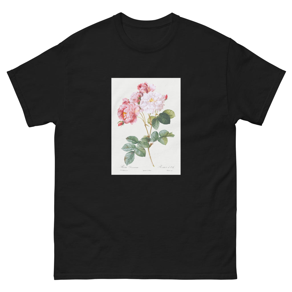 Black T-shirt Rosa Damascena Rosebush Rosa Damascena Essential