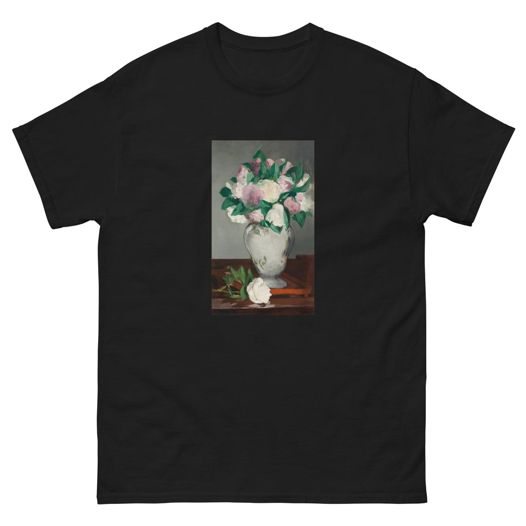 Black T-shirt Peonies Painting In High Resolution Essential