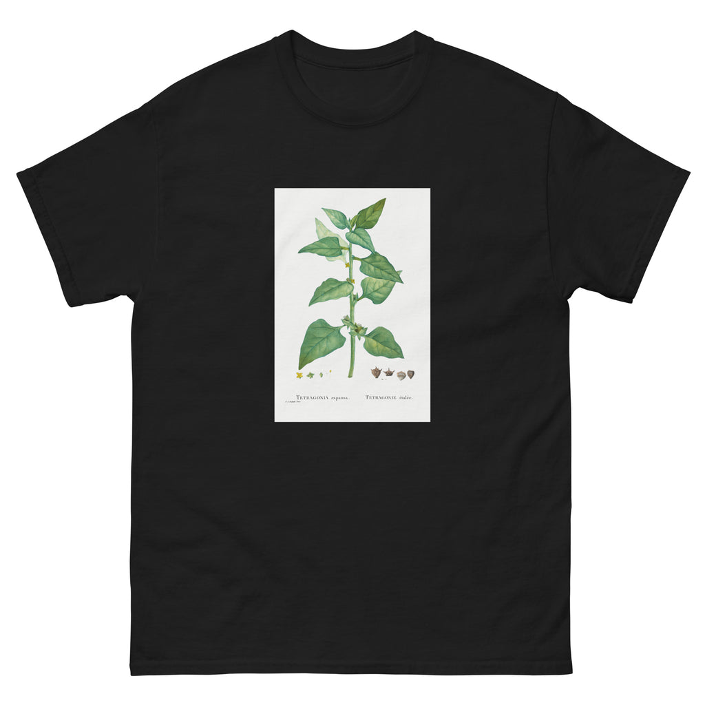 Black T-shirt Tetragonia Expansa New Zealand Spinach Essential
