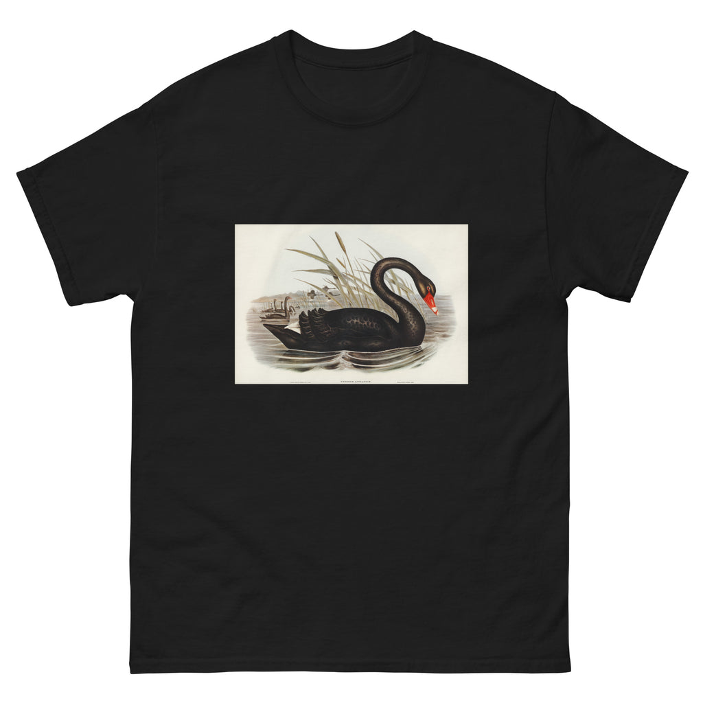 Black T-shirt Black Swan Cygnus Atratus Illustrated - Elizabeth Gould 1804 Essential