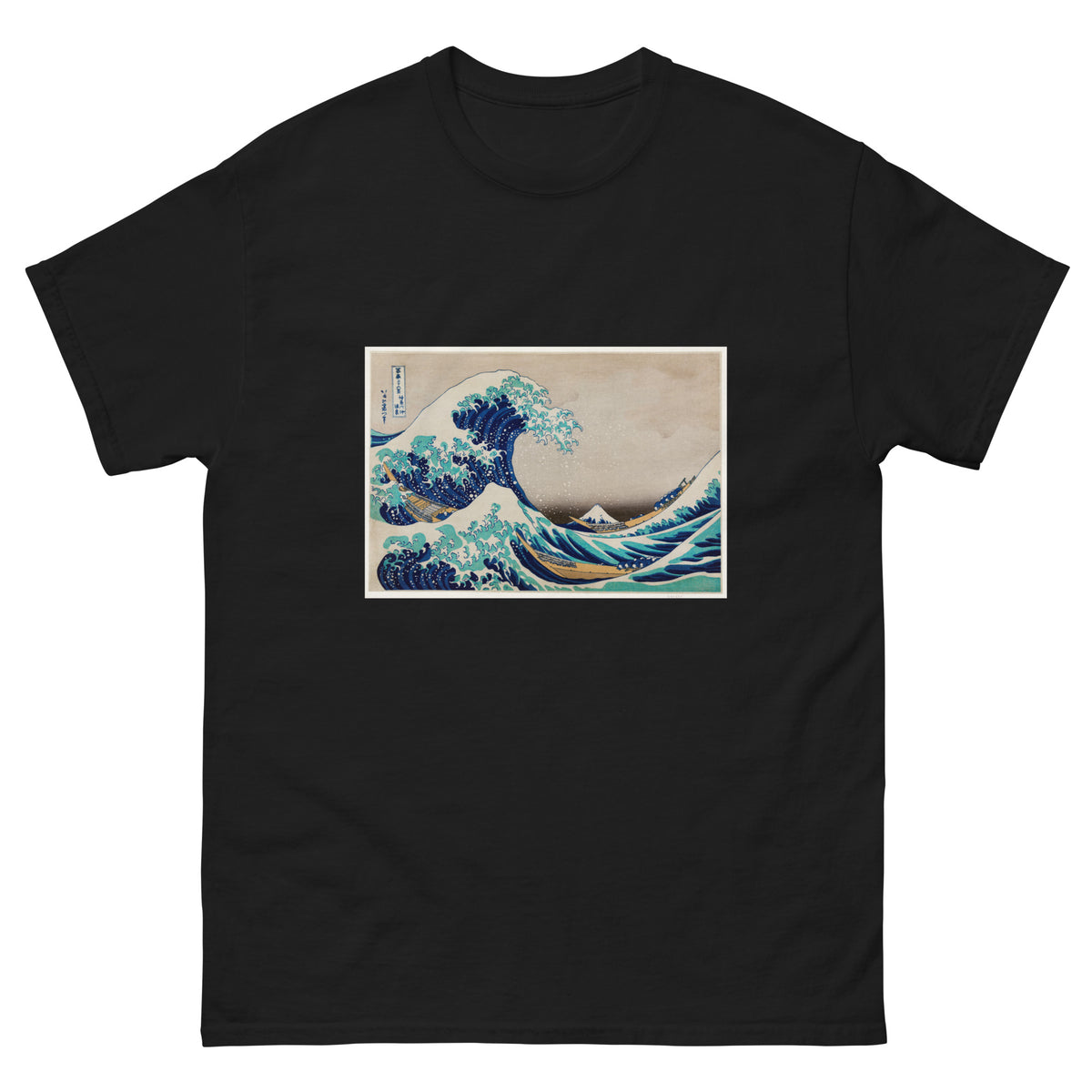 Black T-shirt Katsushika Hokusai S The Great Wave Off Kanagawa Famous Vintage Woodblock Print For Wall Art And Poster Essential
