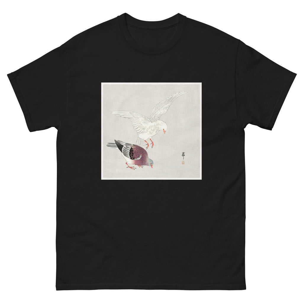 Black T-shirt Two Pigeons - Ohara Koson 1877 Essential