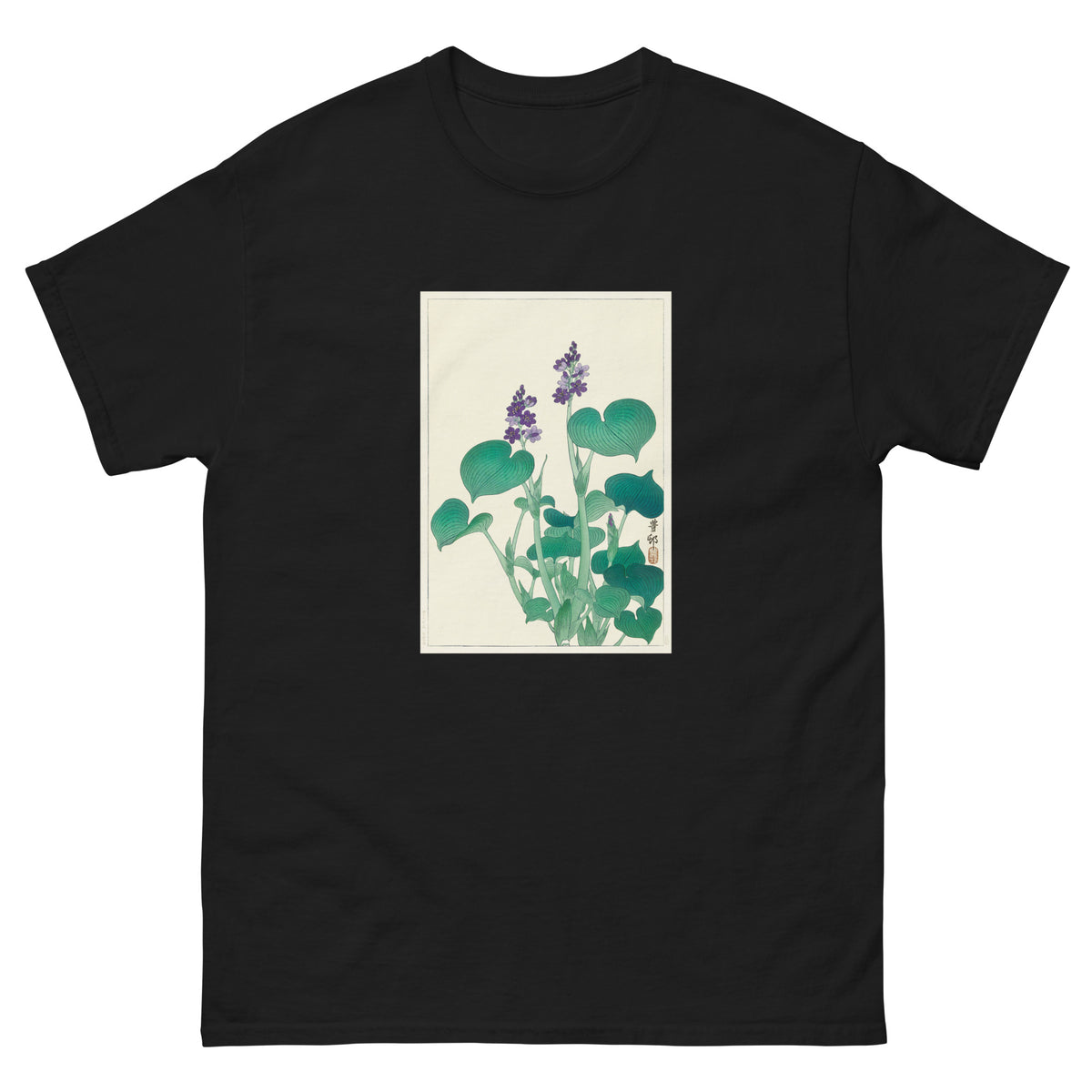 Black T-shirt Blooming Hosta - Ohara Koson 1920 Essential