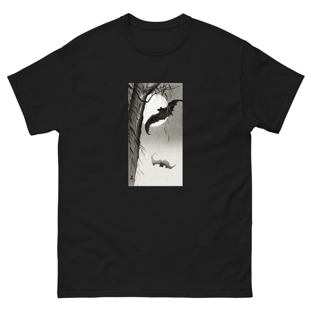 Black T-shirt Bats Under The Full Moon - Ohara Koson 1900 Essential