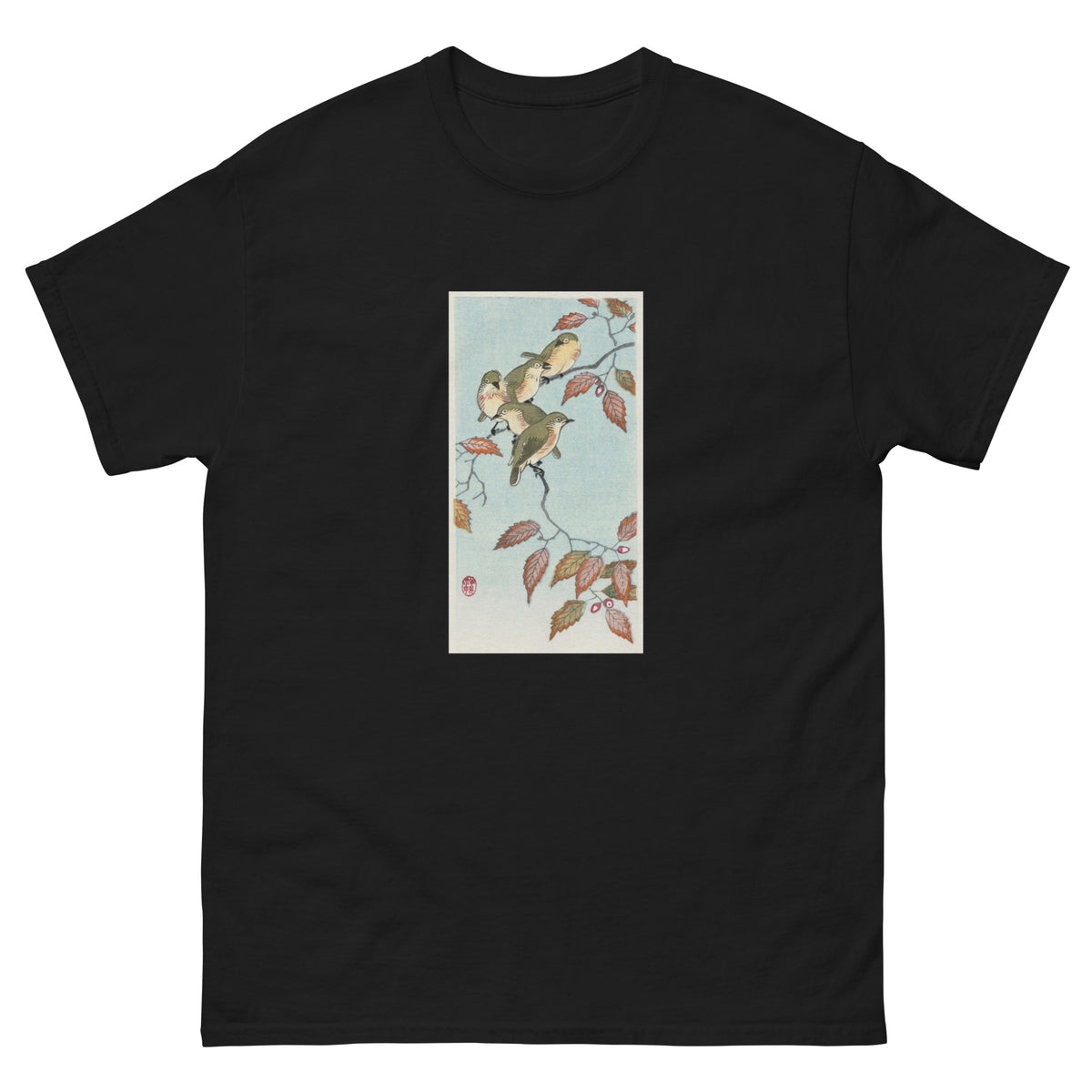 Black T-shirt Birds On A Branch - Ohara Koson 1900 Essential