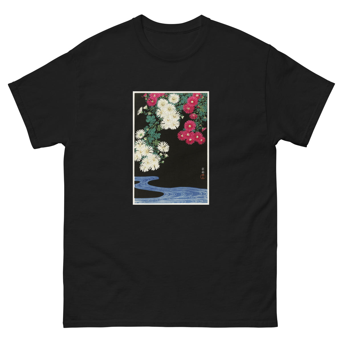 Black T-shirt Chrysanthemums - Ohara Koson 1925 Essential