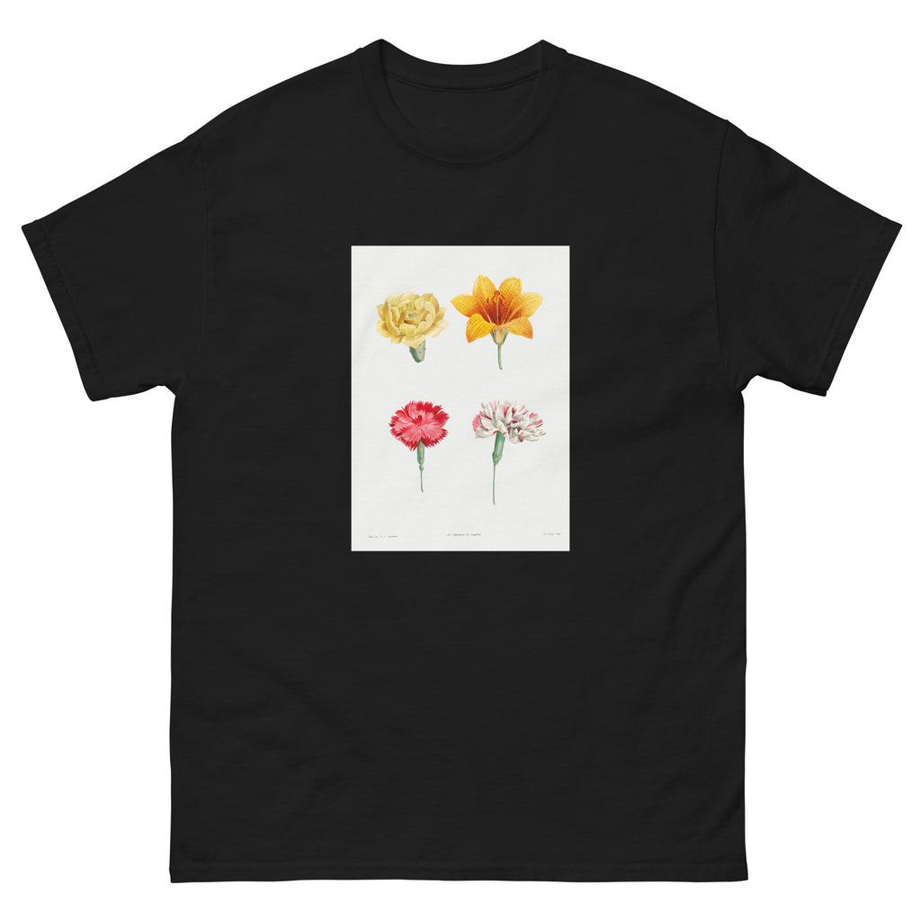 Black T-shirt Flower Set - Pierre-Joseph Redoute 1759 Essential