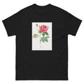 Black T-shirt French Rose Also Known As Ordinary Provins Rosebush Rosa Galluca Offuenalis Essential