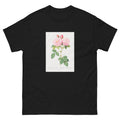 Black T-shirt Italian Damask Rose Also Known As The Four Seasons Of Italy Rosa Damascena Italica Essential