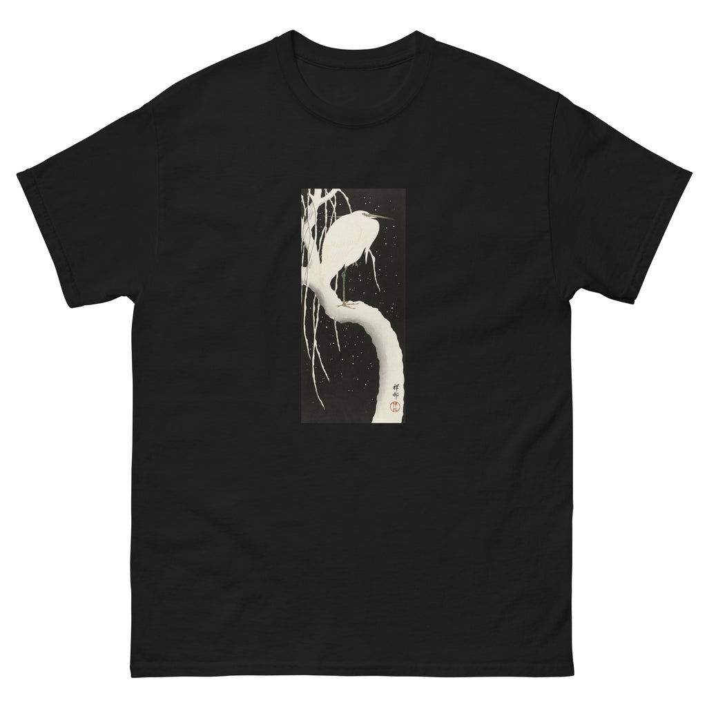 Black T-shirt Heron In Snow Essential