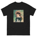 Black T-shirt Young Girl On A Bench Fillette Sur Un Banc Painting In High Resolution Essential