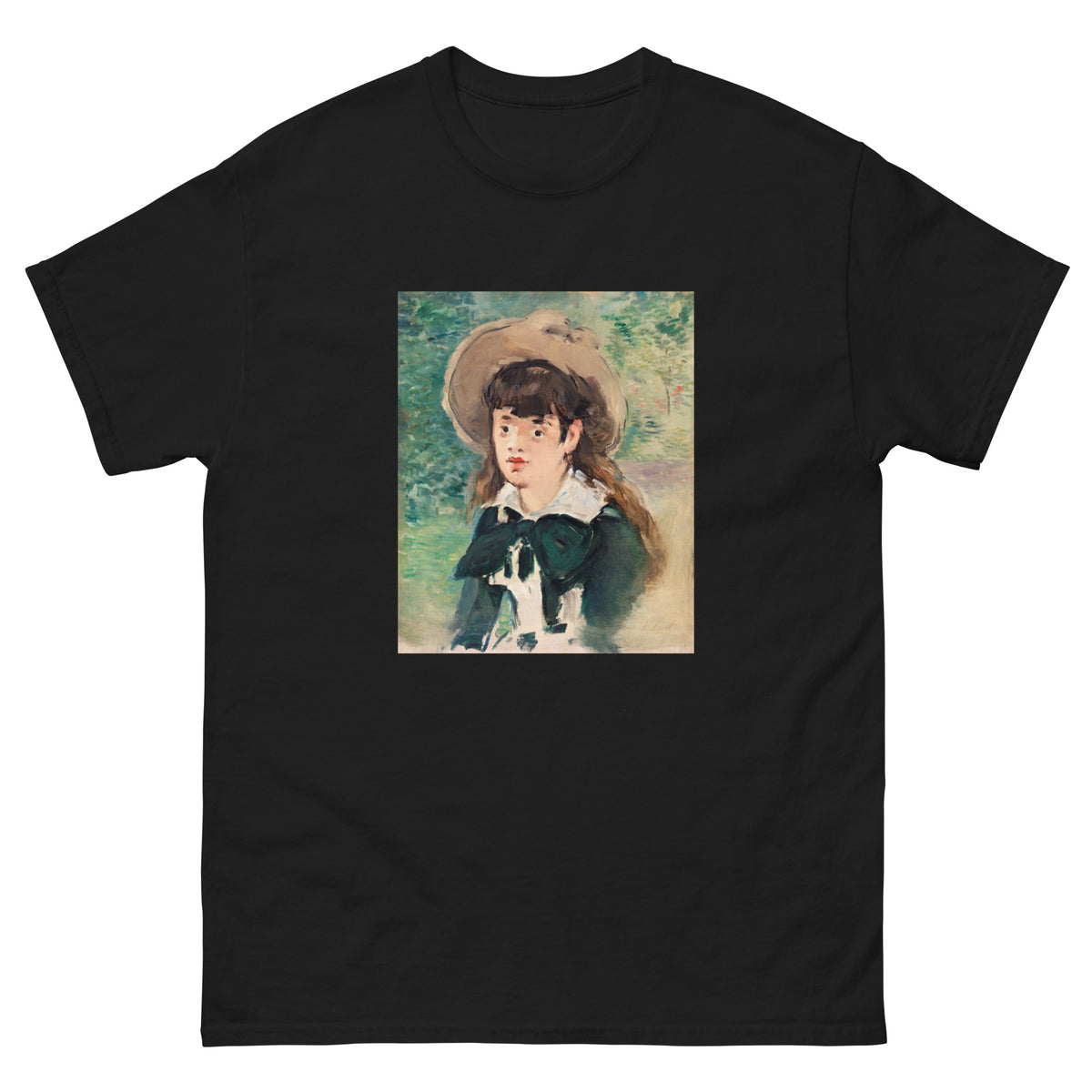 Black T-shirt Young Girl On A Bench Fillette Sur Un Banc Painting In High Resolution Essential