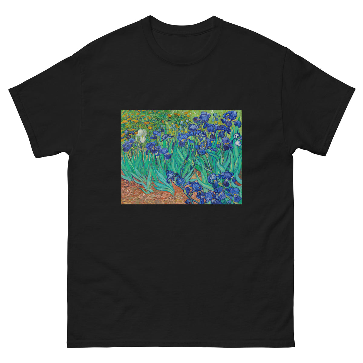 Black T-shirt Vincent Van Gogh S Irises Famous Painting Essential