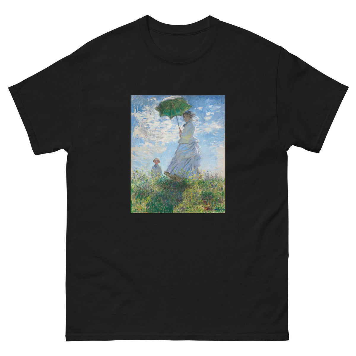 Black T-shirt Claude Monet S Madame Monet And Her Son Woman With A Parasol Famous Painting Essential