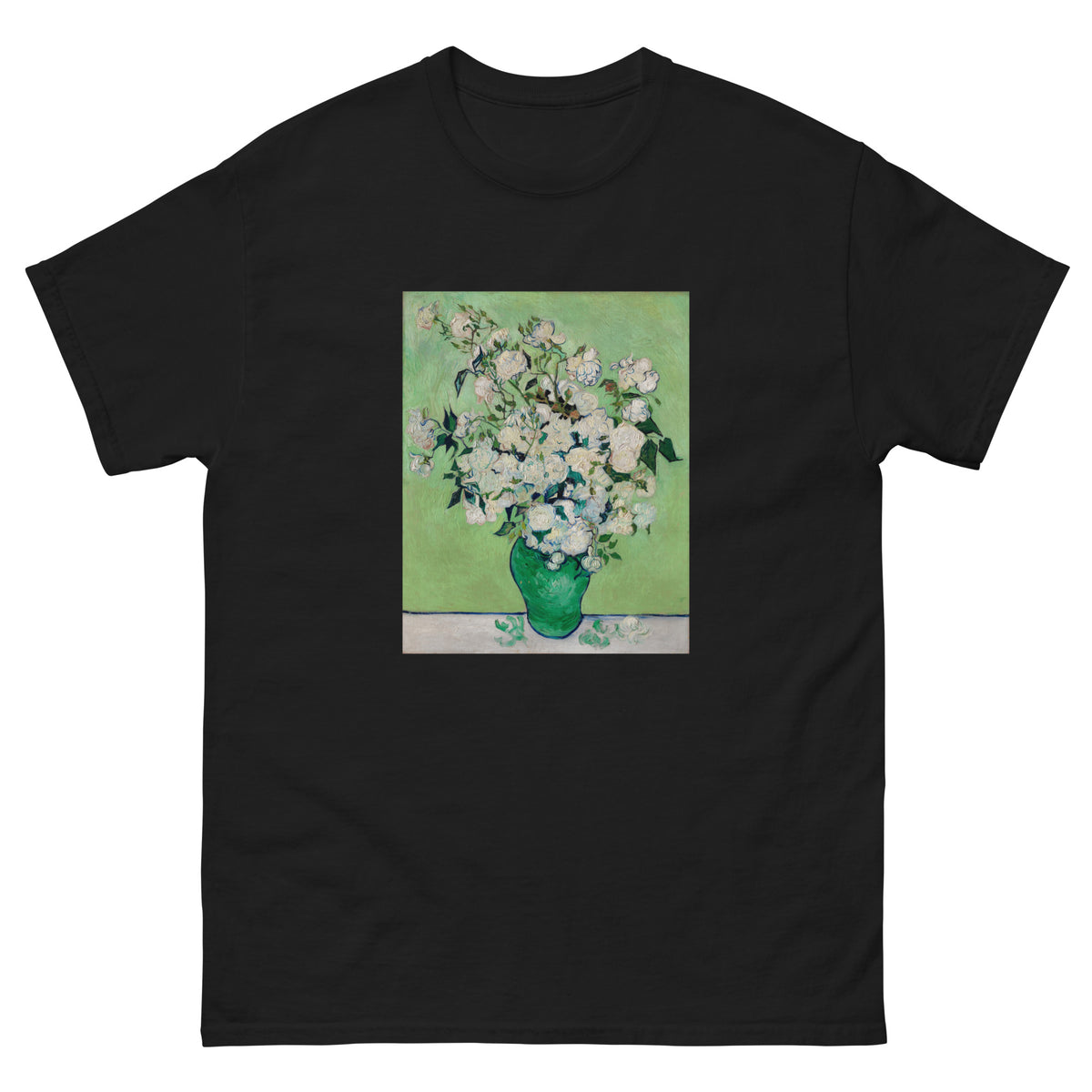 Black T-shirt Roses Van Gogh Met Essential