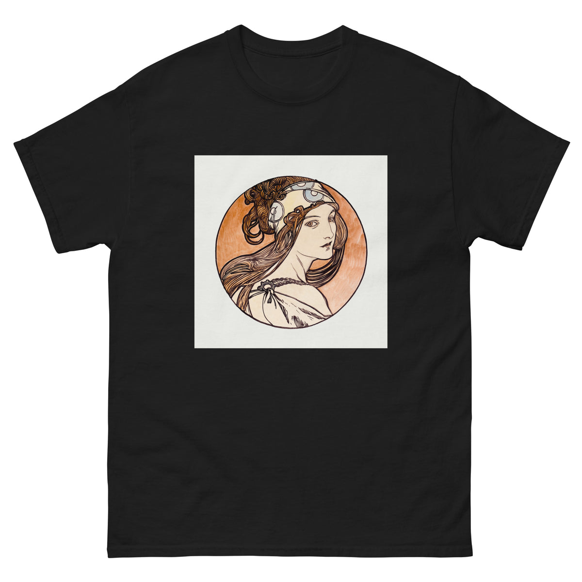 Black T-shirt Stained Glass Fouquet Mucha I Essential