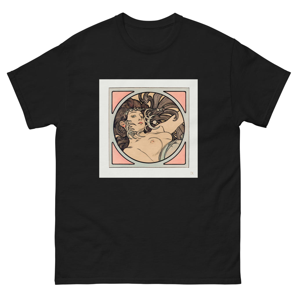 Black T-shirt Stained Glass Fouquet Mucha II Essential
