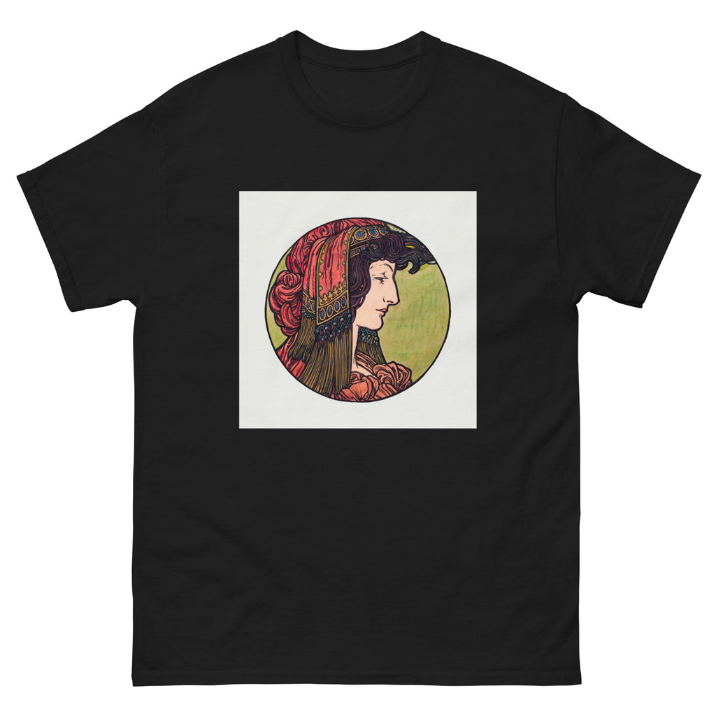 Black T-shirt Stained Glass Fouquet Mucha IV Essential