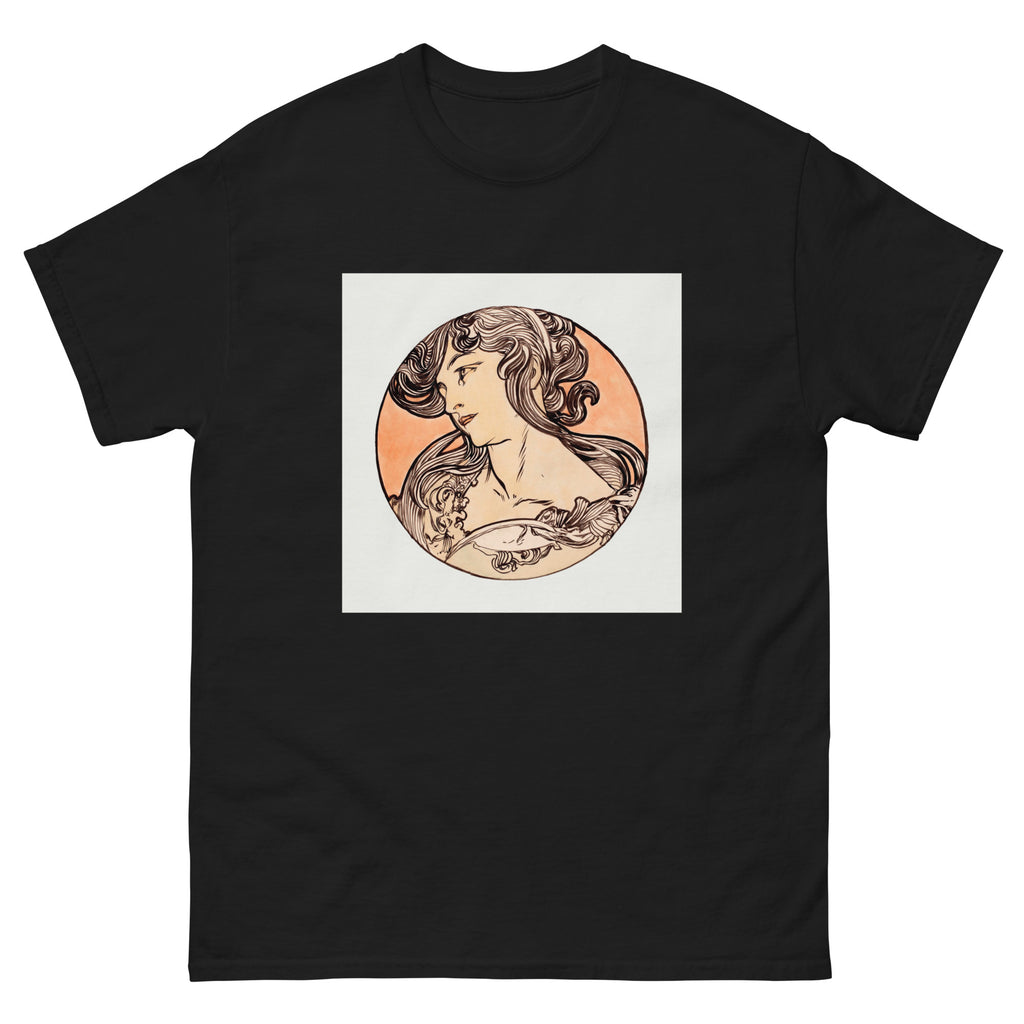 Black T-shirt Stained Glass Fouquet Mucha IX Essential