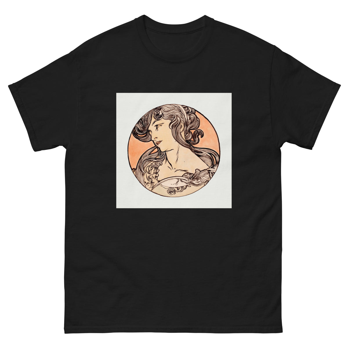 Black T-shirt Stained Glass Fouquet Mucha IX Essential