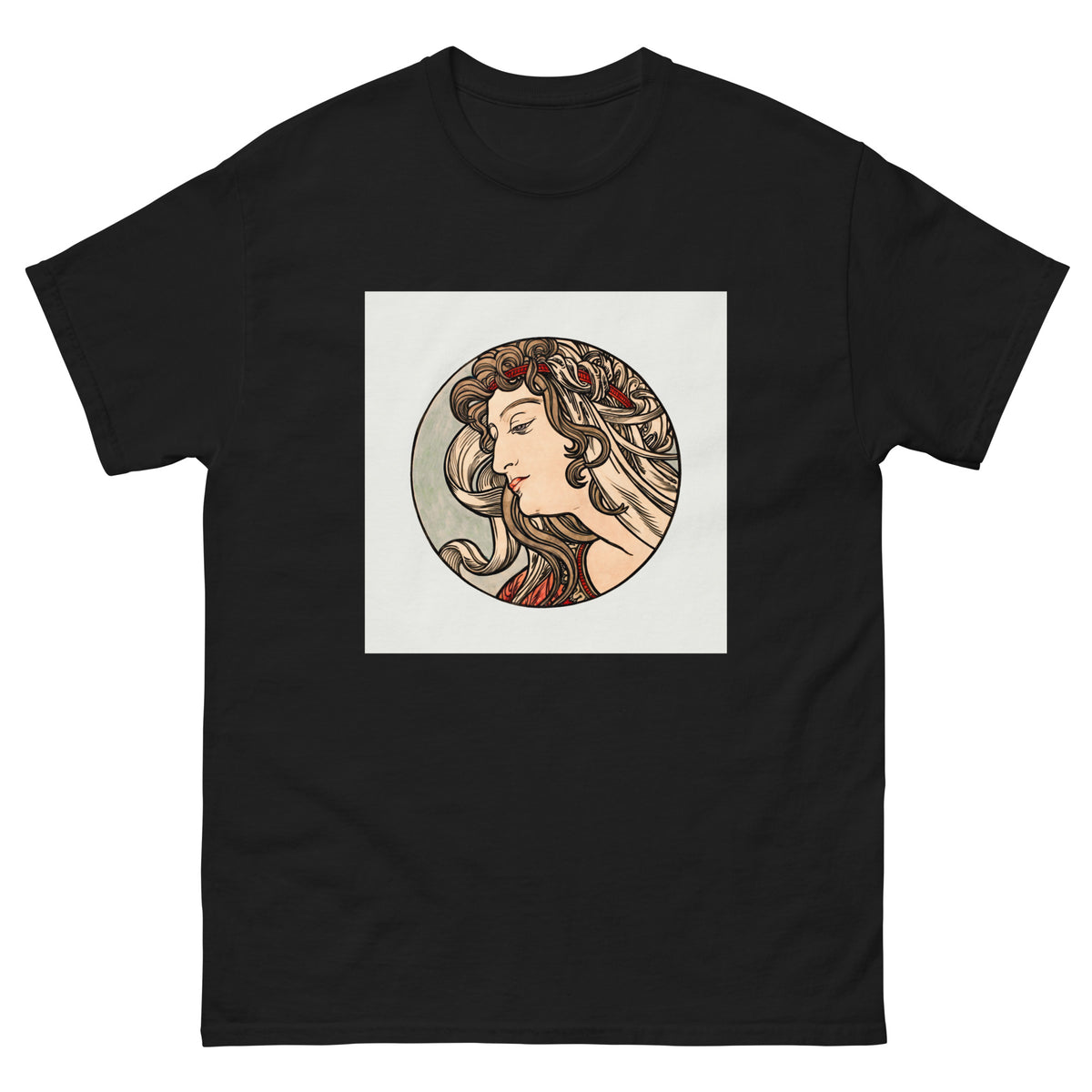 Black T-shirt Stained Glass Fouquet Mucha V Essential