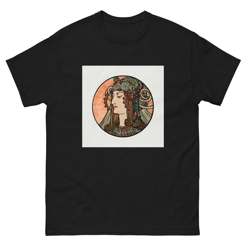 Black T-shirt Stained Glass Fouquet Mucha VI Essential