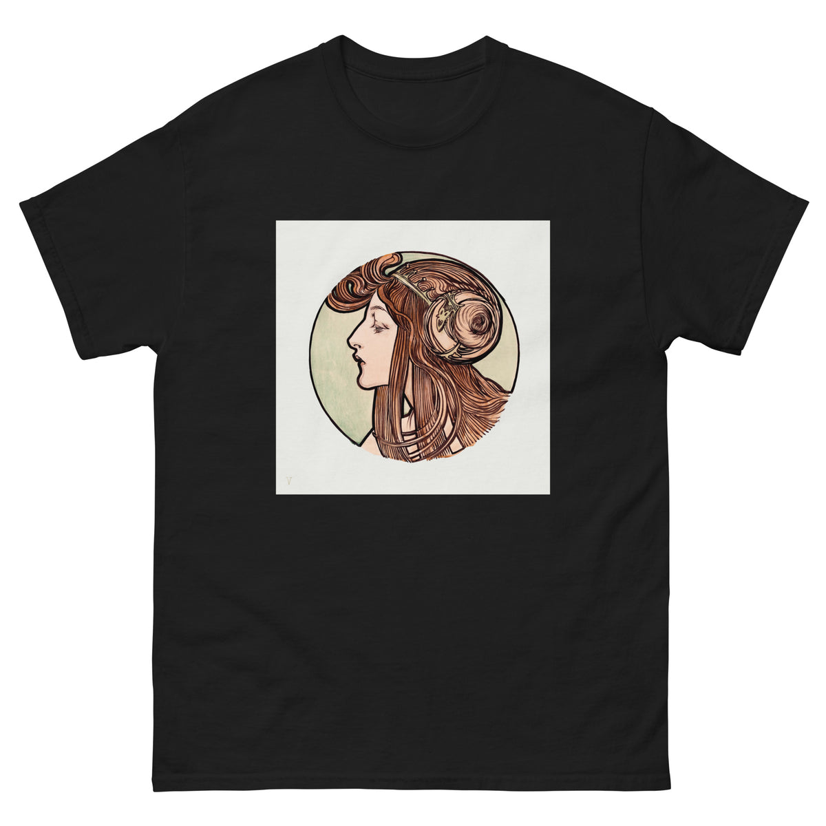 Black T-shirt Stained Glass Fouquet Mucha VII Essential