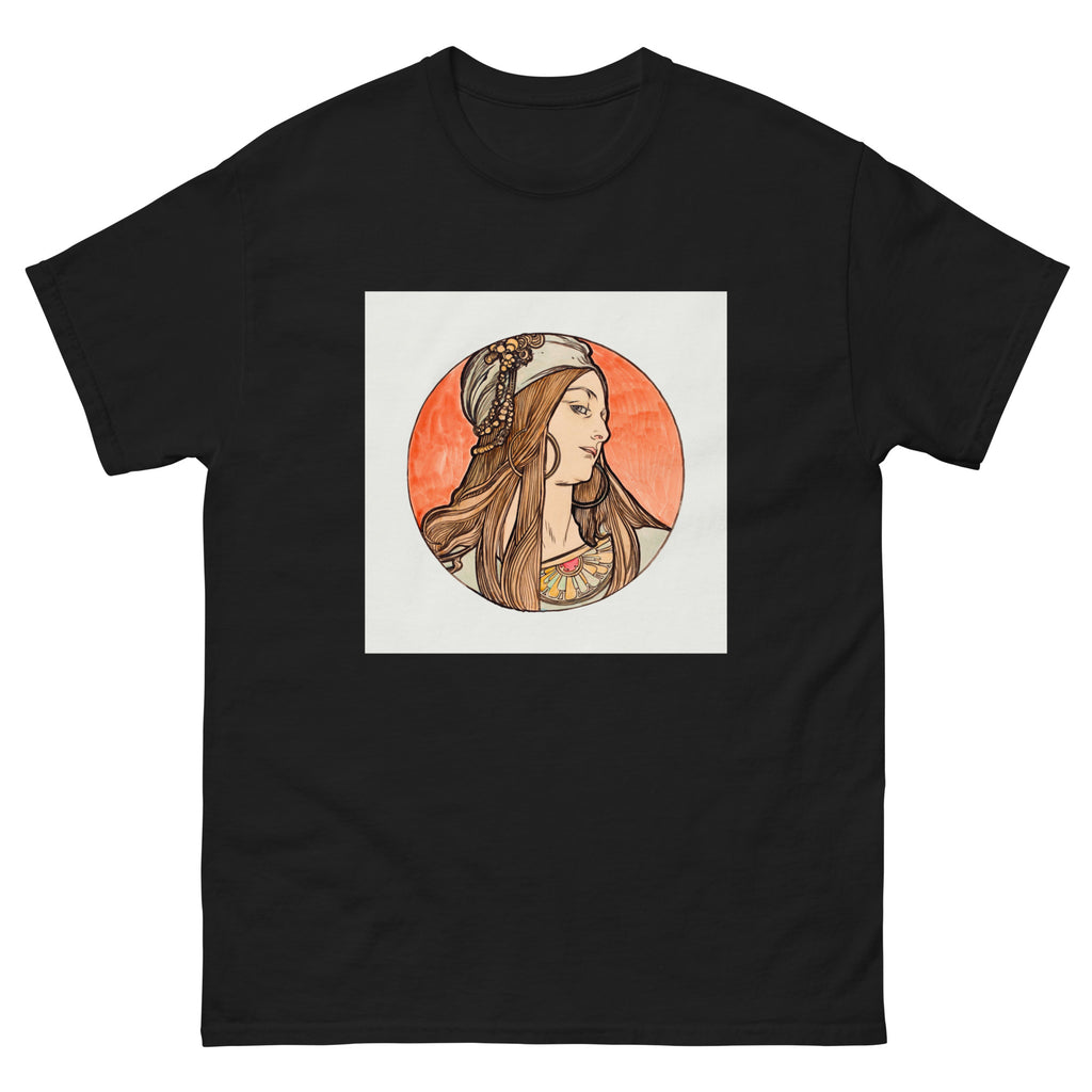 Black T-shirt Stained Glass Fouquet Mucha VIII Essential