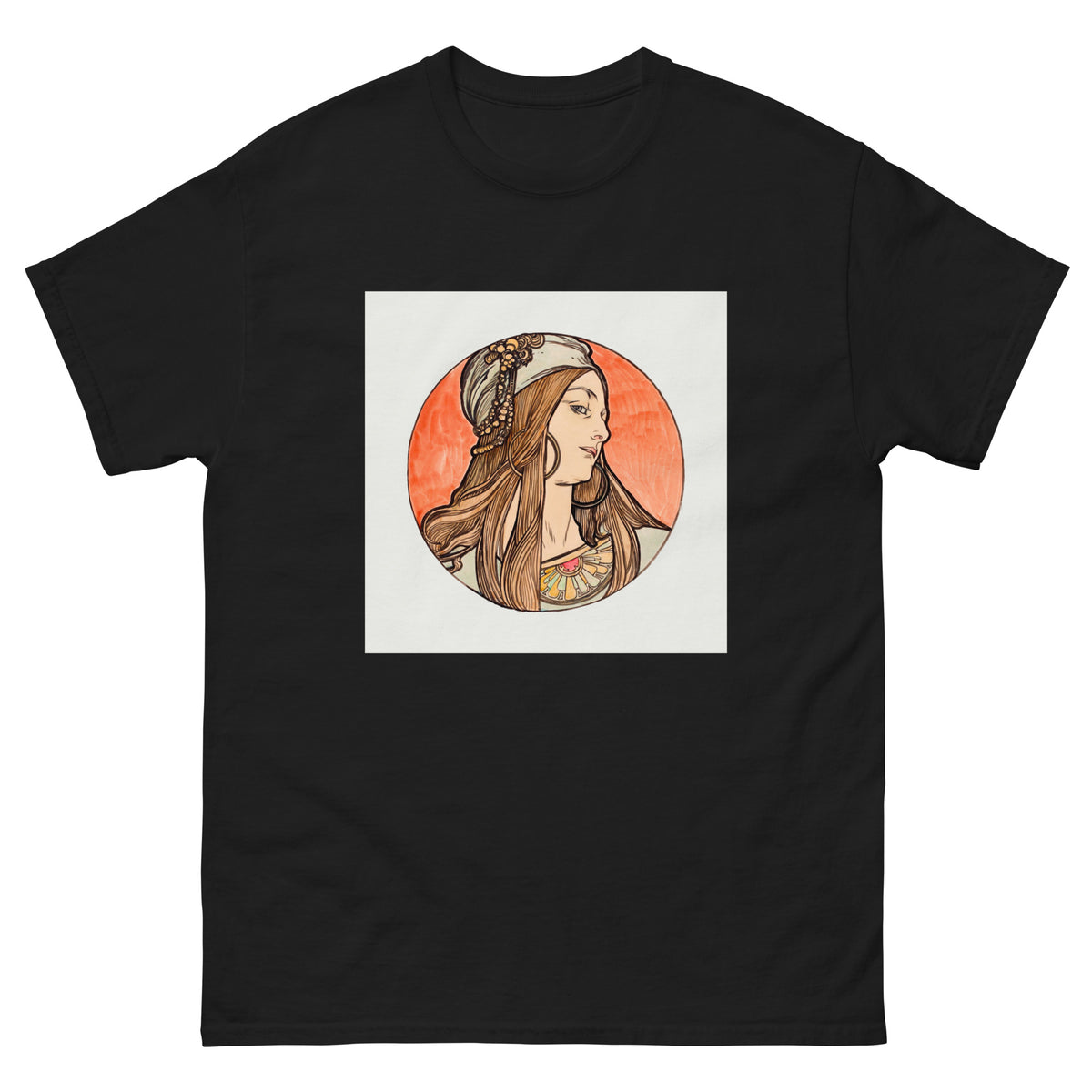 Black T-shirt Stained Glass Fouquet Mucha VIII Essential